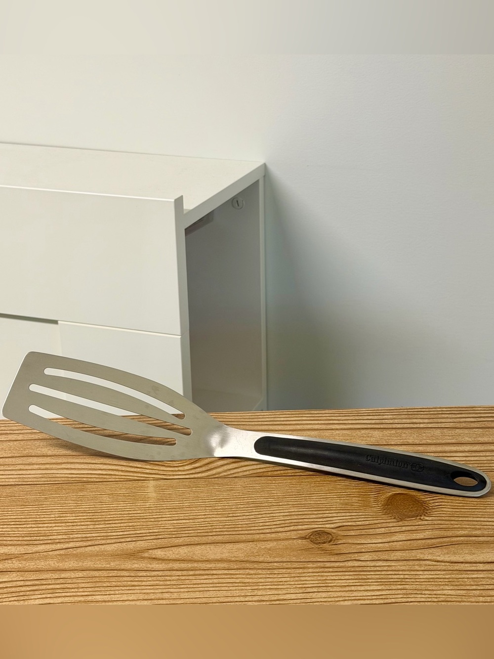 Calphalon Stainless Slotted Spatula Flipper Turner Black Silicone Comfort Grip